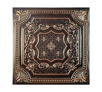 Tin Ceiling Panels,Peel and Stick Tin Ceiling Tiles Distressed,Faux Tin Glue up/Drop in, PL04,10Piece (Traditonal Copper)