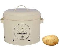 Tin Container for Potato Storage Fallen Fruits Grey One Size
