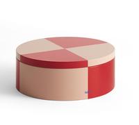 Tin Container Round Red and soft pink storage box Hay