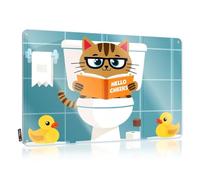 Tin Decor A Cat Reading A Book In The Bathroom. Tin Sign Beer Tin Signs Vintage Sets Bar Mirrors For Man Ca(20X30CM)