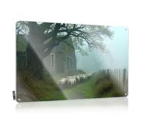 Tin Decor Sheep Walking Down A Foggy Path. Tin Sign Beer Tin Signs Vintage Sets Bar Mirrors For Man Ca(30X40CM)
