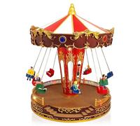 TIN DREAMS| Christmas Carousel with Movement, Music and LED Lights | Musical Swing Merry Go Round Carousel | Christmas Village Scene, Miniature Town, Animated Lighted Scene | Xmas Decoration for Home