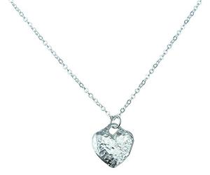 Tin Heart Necklace - Handmade from 100% Pure Tin with Hammered Finish - Traditional 10 Year Keepsake, Tin, No Gemstone
