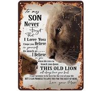 Tin Lion To My Son Never Forget That I Love You Believe In Yourself This Old Lion Love Your Mom Poster Vintage Wall Art Decor Metal Sign Poster 8X12 Inches