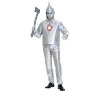 Tin Man Fancy Dress Costume for Adult Men, Silver Metallic Tin Man Halloween Cosplay Costume Adults World Book Day Outfits