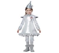 Tin Man Fancy Dress Costume for Girls, Kids Silver Metallic Tin Man Halloween Outfit Childs World Book Day Costume