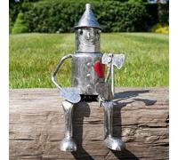 Tin Man Garden Statue Metal Figure Wizard Of Oz Found His Heart Ornament Vintage Gift Indoor Outdoor Sculpture Figurine (Sitting Tin Man)