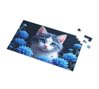 Tin Metal Bar Signs Blue Eyes And Blue Flowers: A Cat'S Serene Portrait Picture Puzzle Warning Tin Sign Funny Sogns(500PCS)