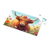 Tin Metal Bar Signs Highland Cow In A Flower Garden Picture Puzzle Warning Tin Sign Funny Sogns(300PCS)