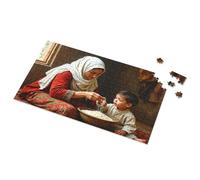Tin Metal Bar Signs Mom And Son Sorting Rice Together Picture Puzzle Warning Tin Sign Funny Sogns(300PCS)