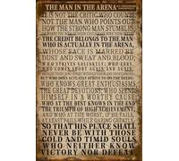 Tin Metal Sign Plaque Poster The Man In The Arena Inspirational Quotes Retro Wall Decor Man Cave Motivational Quotes Home Bedroom Office Classroom Encouragement Decoration Sign Retro Metal Tin Sign 8X12 Inches