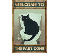 Tin Metal Signs Plaque Black Cat Welcome To The Fart Zone,Room Decor,Man Cave,Bar Pub,Tin Poster Metal,Bathroom M
