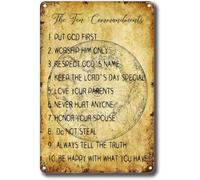 Tin Metal The Ten Commandments God's+Rules Professionally Store for Wall Decor for Home Decor Room Door Accessories Poster Gifts Cafes Bar Club Office Store 8x12 inch