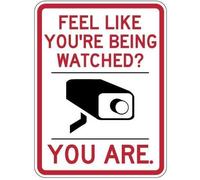 Tin metal warning sign feel like you're being watched? Video security sign minimalist style For Home Bathroom Restaurants Kitchen Garden Cave Garage Office Bar Cafe 8×12 INCH