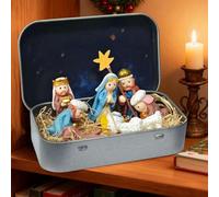 Tin Nativity Set | Nativity Set Indoor Christmas Decorations, Portable Mini 3D Holy Figurines Religious Ornament For Desk Shelf Office Bedroom Living Room