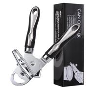 Tin Opener, Diboniur Can Opener Manual, 3-in-1 Multifunctional Can Opener and Bottle Opener, Handheld Heavy Duty Stainless Steel, Black