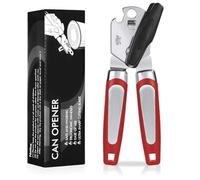Tin Opener, Lychico 3-in-1Can Opener Handheld Heavy Duty Stainless Steel Can Openers with Multifunctional Bottle Opener, Red