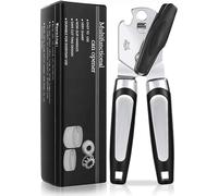 Tin Opener UK, RICKUNCL 3-in-1 Can Opener Handheld, Stainless Steel Can Openers That Works for Arthritis Hands with Multifunctional Bottle Opener, Black