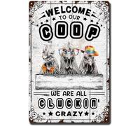 Tin Painting Welcome To Our Coop We Are All Cluckin Crazy,Funny Novelty Aluminum Metal Sign Vintage Wall Decor,For Garden Farmhouse Countryside Home Wall Decor 8x12 Inch Tin Painting