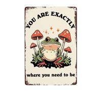 Tin Plaque, Frog and Mushroom You Are Exactly Where You Need To Be, Wall Plaque, Novelty, Tin Metal Signs Plaque, for Shop, Bar Pub, Man Cave S