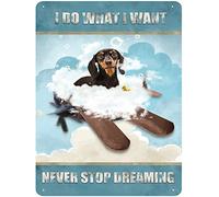 Tin Plaque, Never Stop Dreaming,Dachshund Dog, Wall Plaque, Metal Signs for Bar Pub Man Cave Bathroom S