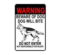 Tin Poster Metal, Novelty Wall Art Decor, Cute Dogs Warning Beware Of Dog Will Bite Do Not Enter, Metal Tin Signs For Bar Pub Home Bathroom, 20X30Cm