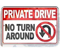 Tin Poster Metal Sign 8"x12" Warning Notice Wall Plaque Private Drive No Turn Around U Turn KeepTrespass for Garage Motel Park Road Highway Public Area Retro Vintage Signs