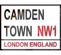 Tin Poster Metal Sign Warning 8x12 Inches London Street Camden Town Wall Plaque Retro Vintage Signs