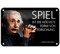 Tin Sign 18 x 12 cm Game is the Highest Form of Research Albert Einstein DekoNo7