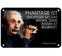 Tin Sign 18 x 12 cm Phantasie ist wichtiger als das Kissen ist begrenzt. Albert Einstein DekoNo7