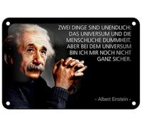 Tin Sign 18 x 12 cm "Zwei Dinge sind unendlich: Das Universe und die Menschliche Dummheit" Albert Einstein DekoNo7