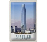Tin Sign 30 x 20 cm Santiago de Chile Amerika Hochhaus DekoNo7