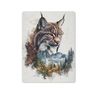 Tin Sign 40x30cm, Lynx in Mountain Landscape, Wall Decor | For an office refresh, printed metal signs make a decor gift for new homeowners.