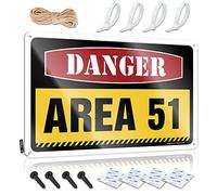 Tin Sign Adhd Decor Retro & Vampire Hanging Folded Edge : Warning Area 51 No Trespassing Kitchen Art Wall Decor | Western Home Decor Living Room