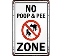 Tin Sign Art No Poop & Pee Zone Metal Signs for Room Decor,Waterproof Tin Signs for Club Home Decor Pub, Warning Metal Plaques for Indoor and Outdoor Decor 12x8 Inch