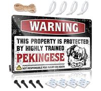 Tin Sign Artwork Custom Tin Sign, Rules Fade Resistant Warning This Property Is Protected By A Highly Trained Pekingese For Home Kitchen | Vintage Vintage Decor For Bathroom Party(30X40CM)