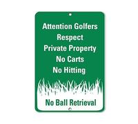 Tin Sign Attention Golfers Respect Private Property No Carts Hitting 12" X 8"
