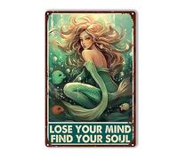 Tin Sign Bar Lose Your Mind Find Your Soul Mermaid Wall Art Decor Metal Sign 8.00"x12.00"