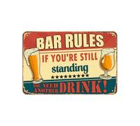 Tin Sign Bar Rules If You're Still Standing You Need Another Drink Retro Look Tin 8X12 Inch Decoration Painting Sign for Home Pub Restaurants Cafe Club Plaque Man Cave Wall Decor