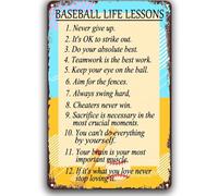 Tin Sign-Baseball Life Lessons Vintage If It's What You Love Never Stop Loving It Motivational Quotes for Home Bar Pub Cafe Farm Garden Garage Decor Metal Tin Sign 8x12 Inch