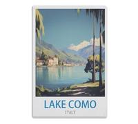 Tin Sign Bathroom Metal Vintage Retro Art Mural Hanging Iron Painting Poster Plaque Funny Animals Family Wall Lake Como Italy15 x 40 cm( 6 x 16 inch)A688