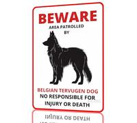 Tin Sign Beware Area Patrolled By Belgian Tervugen Dog Warning Of Metal Tin Sign Funny Memorabilia For Pub Patio Room Home M
