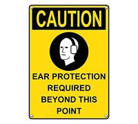 Tin Sign Caution Ear Protection Required Beyond This Point Sign 8 X 12 Inch