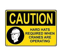 Tin Sign Caution Hard Hats Required When Cranes Are Operating Sign 8 X 12 Inch