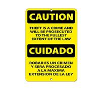 Tin Sign Caution Theft Is A Crime And Will Be Prosecuted 8 X 12 Inch