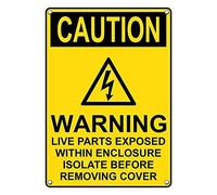 Tin Sign Caution Warning Live Parts Sign 8 X 12 Inch