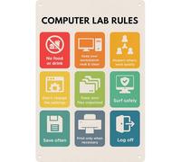 Tin Sign Computer Lab Rules 20X30Cm Plaque Novelty Metal Tin Sign Iron Decoration For Pub Bathroom Indoor