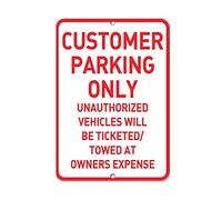 Tin Sign Customer Parking Only Unauthorized Vehicles Ticketed Towed 12" X 8"