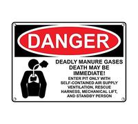 Tin Sign Danger Deadly Manure Gas Hazard Sign 8 X 12 Inch