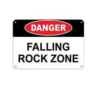 Tin Sign Danger Falling Rock Zone Hazard Sign Construction Sign 8 X 12 Inch